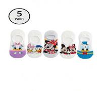 Shein Conjunto de 5 pares de calcetines invisibles japoneses suaves en colores claros con dibujos lindos de mini Daisy y Donald Duck. Ideales para hombres y