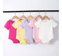 Shein Conjunto De 5 Piezas De Bodies Cómodos Casuales Para Bebé Niña, Para Hogar Y Vida Diaria