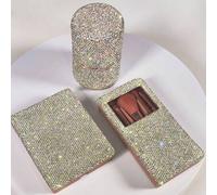 Shein Conjunto de 5 piezas de brochas de maquillaje multifuncionales, brochas de lujo con rhinestones para rubor, contorno y sombras de ojos, estuche portát