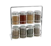 Shein Conjunto de 8 Botellas de Especias en Soporte Metálico Tapa de Aluminio y Botellas de Vidrio 23xH24cm.Envió gratis 24/72h.