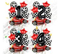 Shein Conjunto de 8 globos con temática de carrera de coches, incluye globos con diseño de coches de carreras, globos de dígitos del 1 al 9 de 32 pulgadas,