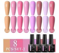 Shein Juego de 8 piezas de esmalte de uñas en gel de 7 ml de conjunto de invierno/otoño de colores fluorescentes semipermanentes para el cuidado de uñas, ki