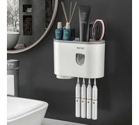 Shein Conjunto de accesorios de baño con soporte de cepillo de dientes montado en la pared y dispensador automático de pasta de dientes, decoración de otoño