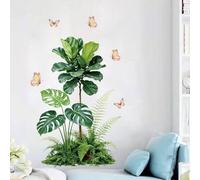 Shein Conjunto de adhesivos de pared de plantas tropicales, calcomanías realistas de hojas de monstera y filodendro, adhesivos impermeables y autoadhesivos