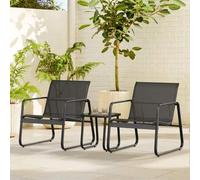 Shein Conjunto de Balcón de 3 Piezas, Conjunto de Bistro de 3 Piezas de Tela Textileno, 2 Sillones y 1 Mesa de Vidrio Templado, para Jardín, Terraza, Balcón