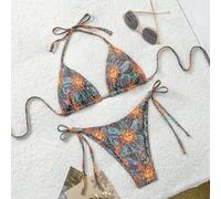 Shein Conjunto de bikini de naiación con un hombro, textura de punto y círculo en tono rosa fucsia para vacaciones