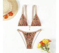 Shein Conjunto de bikini estilo retro para mujeres, derechos de autor adquiridos, playa de verano
