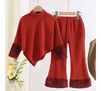 Shein Conjunto de camiseta casual occidental para niñas jóvenes primavera/otoño/invierno con cuello alto asimétrico naranja tejido patchwork y pantalones ac
