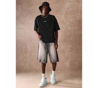 Shein Conjunto de camiseta oversize con estampado de poesía filosófica en la espalda, de algodón jersey, y gorro bucket de declaración urbana para verano y