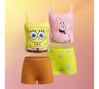Shein Conjunto de camiseta y sujetador con estampado de dibujos animados para niña preadolescente