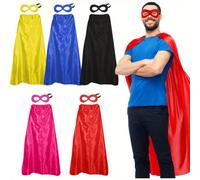 Shein Conjunto de capa y máscara de superhéroe para adultos - Disfraz de Halloween, capa para adultos, disfraz de fiesta con tema de superhéroes, capa de fi