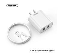 Shein Conjunto de cargador Remax de 18W con PD, 2 puertos USB-A y 1 cable de carga tipo C de 1m, compatible con iPhone 14/13/12/11, teléfonos Android, carga