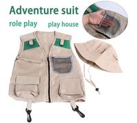 Shein Conjunto de chaleco para exploración para niños, disfraz de rendimiento al aire libre para explorar insectos, aventura de arqueólogo y juego de roles