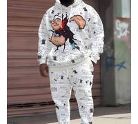 Shein Conjunto de chándal de talla grande con estampado "Cool Sailor All-Over" de ZhuYa, con colores contrastantes, para primavera y otoño. Incluye sudadera