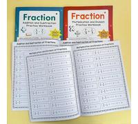 Shein Conjunto de cuadernos de ejercicios de práctica de fracciones para niños que aprenden habilidades de fracción de suma, resta, multiplicación y divisió