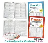 Shein Conjunto de cuadernos de ejercicios de práctica de fracciones para niños que aprenden habilidades de fracción de suma, resta, multiplicación y divisió