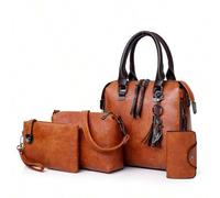 Shein Conjunto de cuatro piezas de bolso de mensajero de moda francesa europea y americana, bolso de hombro retro para madre e hijo.