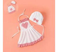 Shein Conjunto de delantal y gorro de chef para bebé, props de fotografía de recién nacido, traje de chef y mucama para sesión fotográfica de bebé