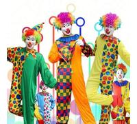 Shein Conjunto de disfraz de payaso para hombres, traje de payaso de una sola pieza para adultos, solo incluye ropa y sombrero, sin peluca/máscara/guantes/z