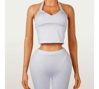 Shein Conjunto de dos piezas casual de otoño para mujer, top tipo chaleco con cuello halter y espalda descubierta, capris con lazo, outfit para cita nocturn