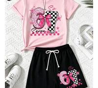 Shein Conjunto de dos piezas para mujer con estampado de Río de Janeiro, Brasil: camiseta corta y pantalones cortos.