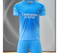 Shein Conjunto de entrenamiento de portero de estilo azul del Real Madrid para la temporada 2025-2026, personalizable con números, nombres, logotipos, entre