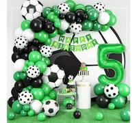 Shein Conjunto de globos con arco de fútbol, incluye corona de fútbol y 18 globos con números, globos de papel de aluminio con el número verde 18, decoració