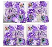 Shein Conjunto de globos con arco púrpura de K-Pop, decoraciones para fiestas temáticas, fiesta de cumpleaños de niña disco cool, globos de látex, globos co