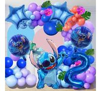 Shein Conjunto de globos con el diseño oficial de Stitch y Lilo de Disney, decoración para fiestas temáticas de anime, cumpleaños, bodas, Navidad, regalos p