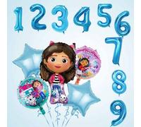 Shein Conjunto de globos con temática de Gabby's Dollhouse, globos decorativos festivos para fiestas y reuniones, globos azules de 32 pulgadas digitales + g