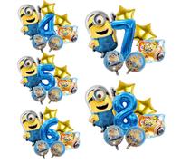Shein Conjunto de globos de decoración para fiesta de cumpleaños con tema azul y personaje de dibujos animados Minions amarillo, incluyendo globos amarillos