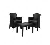 Shein Conjunto de Jardín con 2 Sillones + Mesa de Polipropileno Resistente Rayos UV, Decorativo y Ligero. Set Asiento con Cojín para Exterior en Terraza, Pa