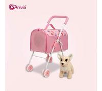 Shein Conjunto de juguete de perro + carrito de transporte de mascotas de la marca Anivia, adecuado para niños de 3+ años para juego de roles, puede usarse
