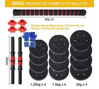 Shein Conjunto de mancuernas y barra ajustables para hombres, peso - 10kg 15kg 20kg 30kg 40kg 50kg, incluye barra y rueda para abdominales, con barra y barr