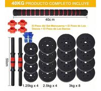 Shein Conjunto de mancuernas y barra ajustables para hombres, peso - 10kg 15kg 20kg 30kg 40kg 50kg, incluye barra y rueda para abdominales, con barra y barr