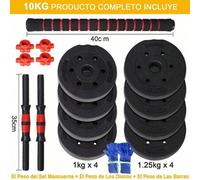 Shein Conjunto de mancuernas y barra ajustables para hombres, peso - 10kg 15kg 20kg 30kg 40kg 50kg, incluye barra y rueda para abdominales, con barra y barr