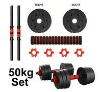 Shein Conjunto de mancuernas y barra ajustables para hombres, peso - 10kg 15kg 20kg 30kg 40kg 50kg, incluyendo barra y rueda para abdominales, con barra y b