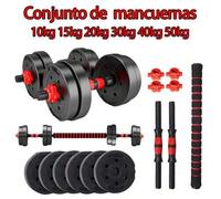 Shein Conjunto de mancuernas y barra ajustables para hombres, peso - 10kg 15kg 20kg 30kg 40kg 50kg, incluyendo barra y rueda para abdominales, con barra y b