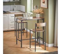 Shein Conjunto de Mesa Alta de Bar Set Mesa y 2 Taburetes con Respaldos de Estilo Industrial OGT03-XL ES Mesas Altas de Cocina Mesa Alta Cocina Mesa Alta Co