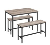 Shein Conjunto de Mesa de Comedor y 2 Sillas, Juego de 3 Piezas, Mesa de 70 x 110 x 75 cm, 2 Taburetes de 30 x 97 x 50 cm Cada Uno, Marco de Acero, Greige B