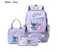 Shein Conjunto de mochila escolar 3 en 1 de Disney Lilo y Stitch, incluye mochila + bolsa de almuerzo + estuche de lápices, regalo perfecto para volver a la