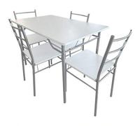 Shein Conjunto de muebles cocina Blanco y Gris mesa de cocina melamina 110x76x70 cm, 4 sillas estructura gris y blanco De 2 a 3 días de envio