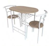 Shein Conjunto de muebles cocina Butterfly taupe blanco roble sonoma estructura blanca con mesa 80x74.5x53 cm, 2 sillas PVC De 2 a 3 días de envio