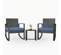 Shein Conjunto de muebles de balcón, conjunto de muebles de jardín de polirratán PE, resistente a la intemperie, incluye 2 sillas con cojines de asiento y m