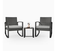 Shein Conjunto de muebles de balcón, conjunto de muebles de jardín de polirratán PE, resistente a la intemperie, incluye 2 sillas con cojines de asiento y m