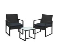 Shein Conjunto de muebles de balcón, conjunto de salón fabricado en poliratán PE, mesa y 2 sillas, muebles de patio, fácil montaje, para uso exterior, terra