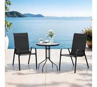 Shein Conjunto de muebles de balcón de 3 piezas, conjunto de bistró, conjunto de muebles de jardín pequeño con mesa de patio redonda (vidrio templado) + 2 s