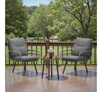 Shein Conjunto de muebles de jardín de 3 piezas, conjunto de bistró hecho de ratán tejido a mano con tablero de vidrio, conjunto de muebles de balcón para 2