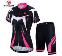 Shein Conjunto de pantalones cortos y jersey de ciclismo profesional para mujeres - Antideslizante, almohadilla amortiguadora, alta elasticidad, ropa deport