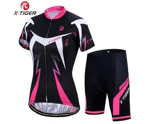 Shein Conjunto de pantalones cortos y jersey de ciclismo profesional para mujeres - Antideslizante, almohadilla amortiguadora, alta elasticidad, ropa deport